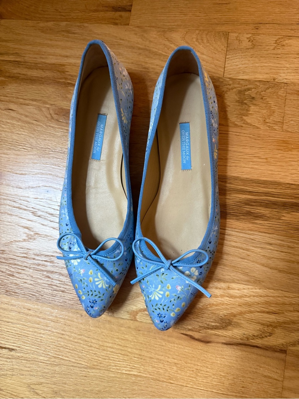Blue Floral Pointed-Toe Ballet Flats - Margaux x Over The Moon collab